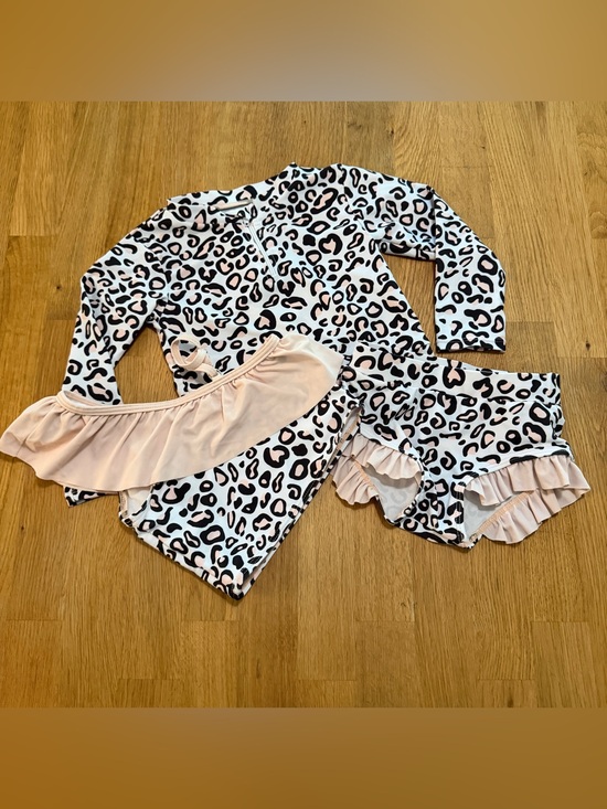 Other - Unbranded 24 MONTHS Leopard Pink Ruffle 3 Piece Bikini Swim Suit